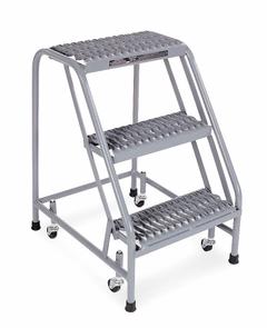 COTTERMAN Step Stool: 2.5 ft Overall Ht, 450 lb Load Cap, 3 Steps, Steel, 2.5 ft Standing Ht (MPN 1003N1820A3E10B3C1P1). Key specifications — attr1051722: Rolling Step Stool; attr1055542: Not Stackable; attr1051712: Replacement Foot Pads; attr1051697: COTTERMAN; attr1051699: (4) Swivel; attr1051702: Gray; attr1051707: Rubber; attr1051708: Slip-Resistant.
