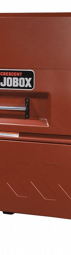 CRESCENT JOBOX Piano-Style Jobsite Box: 31 in W x 74 in D x 51 in H, 60.3 cu ft, Padlock, Brown (MPN 2-689990-01). Key specifications — attr1116233: Brown; attr1116253: CRESCENT JOBOX; attr1222022: Padlock - Lock not included.