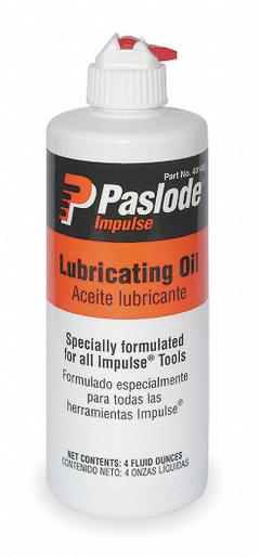 PASLODE Air Tool Oil: Synthetic, -38°F Min. Op Temp., 560°F Max. Op Temp., Not Food Grade, Bottle (MPN 401482). Key specifications — attr1321222: Synthetic; attr1321227: 130; attr1321244: PASLODE; attr1321245: Bottle.