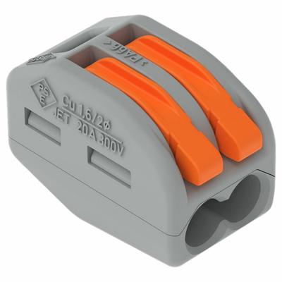 WAGO Lever Wire Connector: 2 Port, 28 AWG – 12 AWG Solid Wire Size Range, 20 A - Compact Lever Wire Connectors