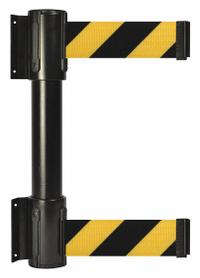 TENSABARRIER Belt Barrier: Fixed Mounting Plate, 13 ft Belt Lg, Pattern, Black/Yellow, No Legend (MPN 896T2-33-MAX-D4X-C). Key specifications — Frame Color: Black; Brand: TENSABARRIER; Belt Color: Black/Yellow.