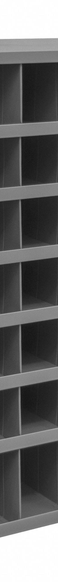 DURHAM MFG Pigeonhole Bin Unit: 34 in x 12 in x 42 in, 42 Compartments, Gray, Steel, Powder Coated (MPN 360-95). Key specifications — attr7229: Steel; attr38869: DURHAM MFG; attr38873: Gray.