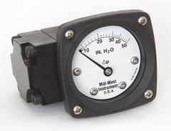 MIDWEST INSTRUMENT Differential Pressure Gauge: Back, 1/4 in NPT Female, ±3-2-3% Gauge Accuracy, 142 (MPN 142-AA-00-OO-50H). Key specifications — Sensor Type: Diaphragm; Series: 142; Housing Material: Aluminum; Certificate of Calibration: Not Included; Gauge Accuracy: ±3-2-3%.