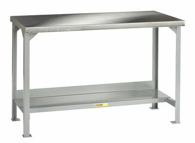 LITTLE GIANT Workbench: Fixed Ht, Stainless Steel, 48 in x 30 in - Workbenches with Lower Shelves