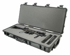 PELICAN Protective Case: 13 1/2 in x 35 3/4 in x 5 1/4 in, Convoluted/Solid, Black, 2 Wheels (MPN 1700). Key specifications — Brand: PELICAN; Material: Plastic; Closure Type: Double Throw.