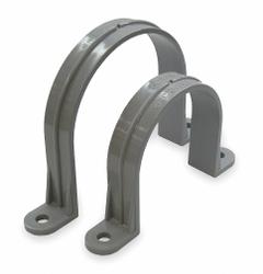 Conduit & Pipe Strap Clamp, Two-Hole: 1 1/2 in Trade Size, PVC, PVC Schedule 40 and 80 (MPN 5133734). Key specifications — Manufacturer Part Number: 5133734; Color: Gray; Compatible Conduit Trade Size: 1-1/2 in; Compatible Conduit Type: PVC Schedule 40 and 80; Compatible Nominal Conduit/Pipe Size: 1-1/2 in; Compatible Pipe Size: 1-1/2 in; Flange Thickness: 1-1/2 in; For Use With: Cable.