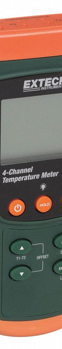EXTECH Thermocouple Thermometer: For Type E/Type J/Type K/Type R/Type S/Type T Thermocouple Type (MPN SDL200). Key specifications — Accuracy: ±0.4 % + 1.8 °F/1 °C (Type J, K, E, T, Pt100 RTD); Brand: EXTECH; Thermocouple Temperature Fahrenheit - Maximum: 752 °F (Type T).
