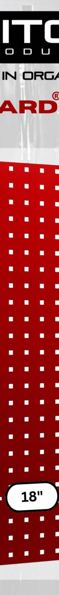 TRITON PRODUCTS Stationary Pegboard Panels: Square, 3/8 in Peg Hole Size, 36 in x 18 in x 9/16 in (MPN LB18-R). Key specifications — Material: Steel; Finish: Epoxy Coated; Peg Hole Shape: Square; Includes: Mounting Hardware; Color: Black; Brand: TRITON PRODUCTS.