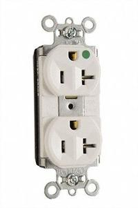 PASS & SEYMOUR Receptacle: Hospital Grade, Duplex, 5-20R, White, 125V AC, 15 A, 2 Pole / 3 Wire (MPN PT8300HW). Key specifications — attr1367147: PASS & SEYMOUR.