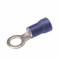 BURNDY Vinyl Ring Terminal For 16 - 14 AWG: Blue, Vinyl Insulation, 1/4 in Stud Size, 600 V (MPN TP1414). Key specifications — attr1308027: BURNDY; attr1356587: Funnel Entry.