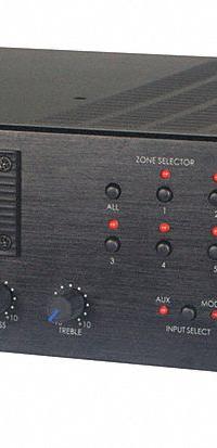 SPECO TECHNOLOGIES Amplifier: Auxiliary (1/8 in)/RCA/XLR Output, 25V/70V, 115V AC, 1 Channels (MPN PBM60AU). Key specifications — Output Style: Auxiliary (1/8 in); Input Style: AM Antenna (Press Terminal); Manufacturer Part Number: PBM60AU; Brand: SPECO TECHNOLOGIES; Includes: IR Remote Control.