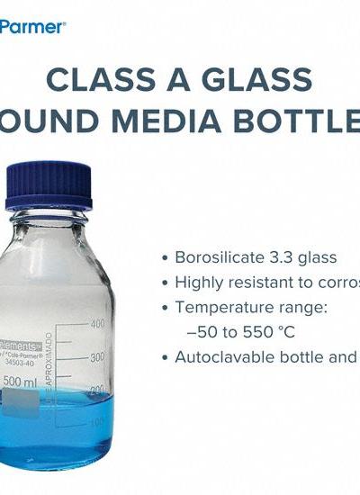 COLE-PARMER Media Bottle: 10 L - Glass Lab Media Bottles