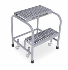 COTTERMAN Step Stool: 1.7 ft Overall Ht, 450 lb Load Cap, 2 Steps, Stainless Steel, Wt-Actuated (MPN 1002N1818A3E10B3SSP1). Key specifications — attr1051722: Rolling Step Stool; attr1055542: Not Stackable; attr1051712: Replacement Foot Pads; attr1051697: COTTERMAN; attr1051699: (4) Swivel; attr1051702: Gray; attr1051707: Rubber; attr1051708: Slip-Resistant.
