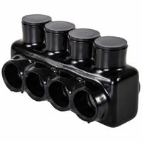 POLARIS Multitap Connector: 4 Port, Single-Sided Entry, 14 AWG – 1/0 AWG Wire Size, Black (MPN IPL1/0-4B). Key specifications — Body Material: Aluminum; Brand: POLARIS.