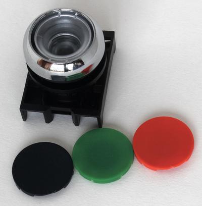 EATON Flush Push Button: Black/Green/Red, 22 mm Mounting Size, Metallic - Flush-Mount & Recessed Push-Button Operators