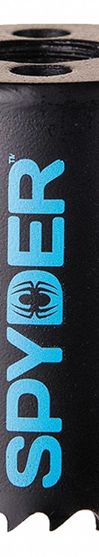 SPYDER Hole Saw: 1 7/8 in Saw Dia., 4/6 Teeth per Inch, 1 7/8 in Max. Cutting Dp, Bi-Metal (MPN 600080CF). Key specifications — attr1098070: 4/6; attr1098087: SPYDER; attr1098073: 1/2"-18.