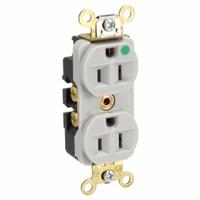 HUBBELL Receptacle: Hospital Grade Fed. Spec., Duplex, 5-15R, Gray, 125V AC, 15 A, 2 Pole / 3 Wire (MPN HBL8200ILGY)