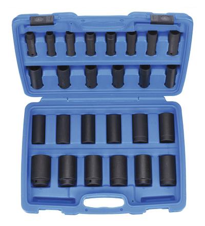 WESTWARD Impact Socket Set: 1/2 in Drive Size, Small Set (0-50 pieces) Set Size - Metric Impact Socket Sets