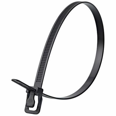 RETYZ Releasable Cable Tie: Black, 24 in Lg, Outdoor Use, Max. 182 mm Bundle Dia. - UV-Stabilized Push-Release Cable Ties