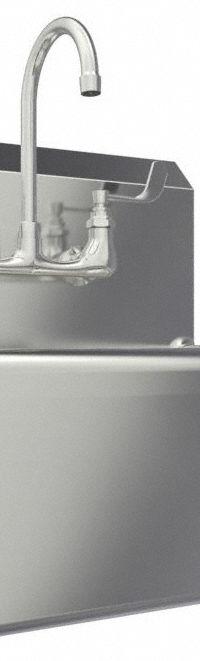 SANI-LAV Hand Sink: 1 Stations, 9 in Bowl Dp, 20 in Bowl Lg, 17 in Bowl Wd, Faucet Included, 16 ga (MPN 504F). Key specifications — Includes Side Splash: Side Splash Not Included; Series: Stainless Steel Hand Wash Sink; Brand: SANI-LAV.