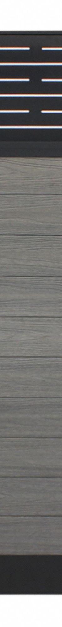 EUROFENCE Privacy Fence: Lattice Top Topper, Gray, 6 ft Overall Wd, 6 ft Overall Ht, Aluminum, Gray (MPN EF 03400). Key specifications — Brand: EUROFENCE; Product Type: Horizontal Fence Section; Infill Color: Gray; Topper Material: Aluminum; Posts Included: Posts Not Included; Frame Material: Aluminum; Inlay Board Material: Wood Plastic Composite; Topper Color: Gray.