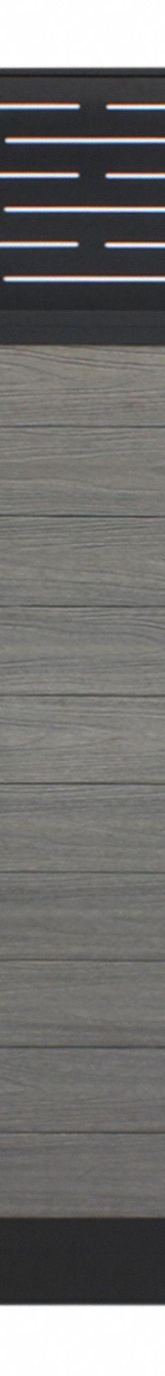 EUROFENCE Privacy Fence: Lattice Top Topper, Gray, 6 ft Overall Wd, 6 ft Overall Ht, Aluminum, Gray (MPN EF 03400). Key specifications — Brand: EUROFENCE; Product Type: Horizontal Fence Section; Infill Color: Gray; Topper Material: Aluminum; Posts Included: Posts Not Included; Frame Material: Aluminum; Inlay Board Material: Wood Plastic Composite; Topper Color: Gray.
