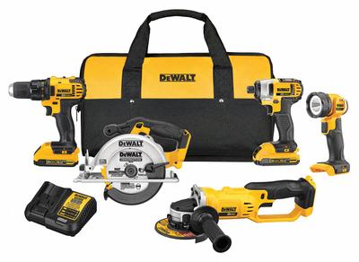DEWALT Cordless Tool Combination Kit: 5 Tools, 20 V DC Volt, Battery Included - DEWALT 20V Cordless Tool Combination Kits