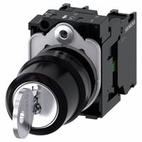 SIEMENS Selector Switch: 3 Position, 22 mm Panel Mounting Size, 2NO, Series 3SU1100 (MPN 3SU1100-4BL11-1NA0). Key specifications — Manufacturer Part Number: 3SU1100-4BL11-1NA0; Brand: SIEMENS; Switch Action: Maintained/Maintained/Maintained; Contact Form: 2NO; Key Removal Position: Any Position.