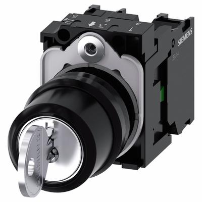 Siemens Selector Switch: 3 Position, 22 mm Panel Mounting Size, 2NO - Panel-Mounted Key Switches with Contacts