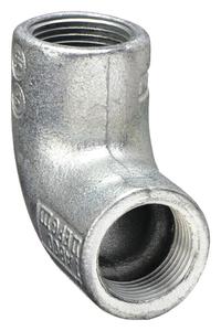 Elbow, 90 Degrees: Iron, Electroplated, ELF, 1/2 in Trade Size, Female to Female, NPT (MPN ELF90-50). Key specifications — Ends - Hazardous Fittings: 1/2 in FNPT x 1/2 in FNPT; Material: Iron; Finish: Electroplated; Brand: APPLETON ELECTRIC.