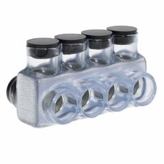 POLARIS Multitap Connector: 4 Port, Double-Sided Entry, 6 AWG – 250 kcmil Wire Size, Black (MPN IPLD250-4B). Key specifications — Body Material: Aluminum; Brand: POLARIS.