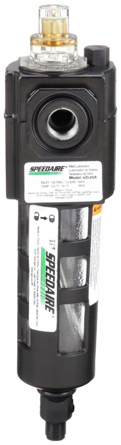 SPEEDAIRE Compressed Air Lubricator: Mist, 1/4 in NPT, 50 cfm, 150 psi Max Op Pressure - Speedaire FRL Air Lubricators