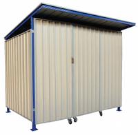 Storage Shed: 102 in W x 92 in D x 92 in H, 327 cu ft, Beige, 100 3/8 in L x 68 1/2 in D x 87 in H (MPN 49P399). Key specifications — Brand: APPROVED VENDOR; Product Type: Outdoor Storage Shed; Assembled: Unassembled; Color: Beige.