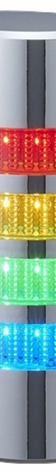 PATLITE Tower Light Assembly: 4 Tier, Sounder Tier Included, IP23, Direct Wire, Wire Leads (MPN WE-402UB-LAN). Key specifications — Manufacturer Part Number: WE-402UB-LAN; Brand: PATLITE; Operating Voltage: 24V AC/DC; Light Tier Color: Amber.