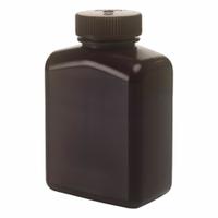 NALGENE Laboratory Bottle: 500 mL, 16 fl oz, HDPE, Amber, 48 mm Screw Closure Size, Rectangular (MPN 2009-0016). Key specifications — Body Color: Amber; Brand: NALGENE; Closure Included: Yes; Graduated: No; Closure Attached: Attached.