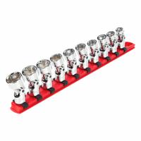 TEKTON Socket Set: Metric, 10 Pieces, (10) 6-Point, 3/8 in Drive Size, 6-Point Std Socket Set (MPN SHD91119). Key specifications — attr1204587: Rail; attr1204586: TEKTON; attr1204595: (10) 6-Point; attr1215394: 10 mm to 19 mm; attr1224268: 3/8 in.