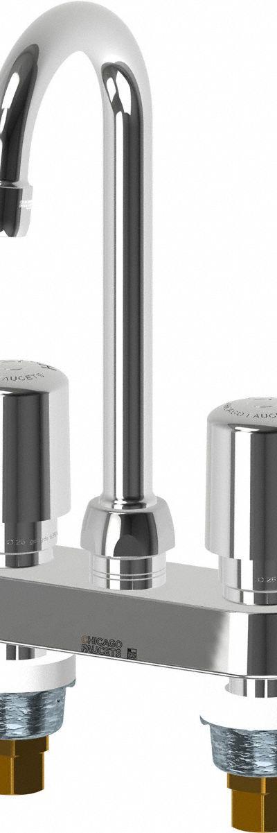 CHICAGO FAUCETS Handle-Operated Faucet: 895 - Centerset Push-Button Metering Bathroom Faucets