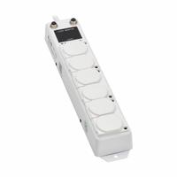 TRIPP LITE Outlet Strip: 6 Outlets, 15 ft Cord Lg, 15 A Current, UL 1363A, White, 5-15P, 2 1/2 in Wd (MPN PS-615-HG-OEMLM). Key specifications — Brand: TRIPP LITE; Mounting Style: Keyhole.