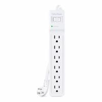 CYBER POWER Outlet Strip: 6 Outlets, 4 ft Cord Lg, 600 J Rated Energy, 15 A Current, UL 1449, White (MPN B604). Key specifications — Brand: CYBER POWER; Mounting Style: Keyhole.
