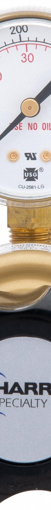 HARRIS Gas Regulator: Single Stage, 1/4" NPT F Inlet, 1/4" NPT F Outlet, 50 psig, Neoprene Diaphragm (MPN 403050000D). Key specifications — Brand: HARRIS; Manufacturer Part Number: 403050000D; Diaphragm Material: Neoprene; Outlet Connection: 1/4" NPT F; Inlet Connection: 1/4" NPT F.