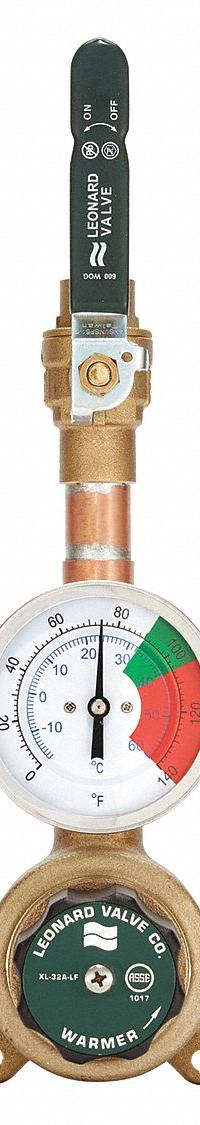 LEONARD VALVE Thermostatic Mixing Valve: 3/4 in Inlet Connection Size, 3/4 in Outlet Connection Size (MPN XL-32A-LF-BDT). Key specifications — Includes: Check-stops; Brand: LEONARD VALVE.