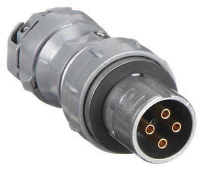 HUBBELL Pin and Sleeve Plug: Gray, 250V DC/600V AC, Three Phase, 30 A, 4 Pole - Hazardous Location Plugs
