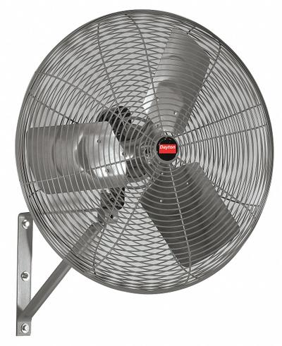 Dayton Mounted Fan: 30 in Blade Dia, 115V AC, 1/2 hp Motor HP, Ceiling/Post/Wall Mount - Standard Industrial Wall-Mount Fans