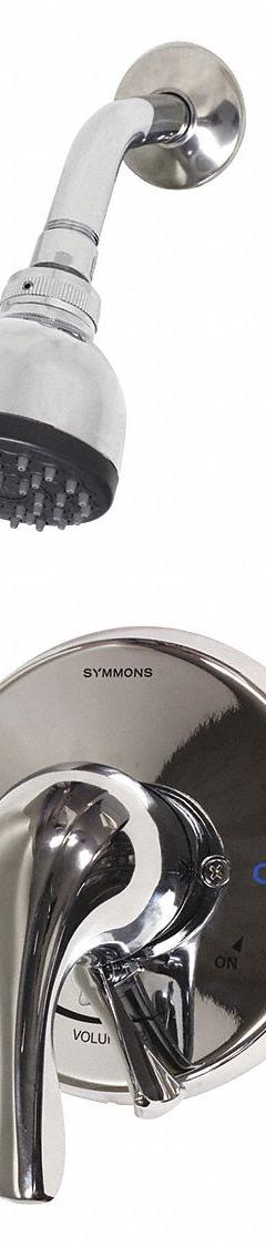 SYMMONS Shower Faucet: Origins, 2.5 gpm Fixed Showerhead Flow Rate, Plastic, Polished Chrome Finish (MPN S-9601-XPLR). Key specifications — Showerhead Material: Plastic; Series: Origins.