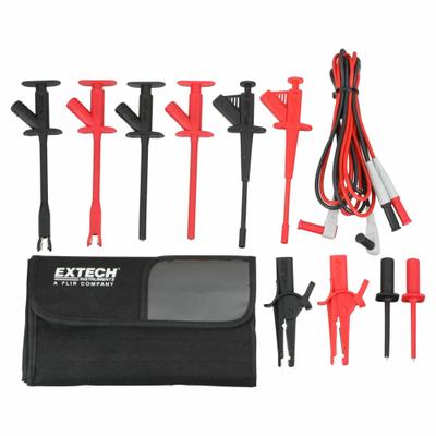 EXTECH Test Lead Kit: CAT III 1000V, Alligator Clip/Plunger Style Clip/Std Probe - Test Lead Kits
