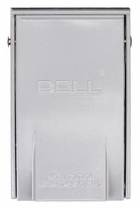 BELL Weatherproof Cover: Die-Cast Zinc, Outdoor Receptacles, 1 Gangs, 4 1/2 in Overall Ht, 3R, Gray (MPN 5027-0). Key specifications — Brand: BELL; Color: Gray; Compatible with Product Type: Outdoor Receptacles; Mounting Orientation: Vertical.