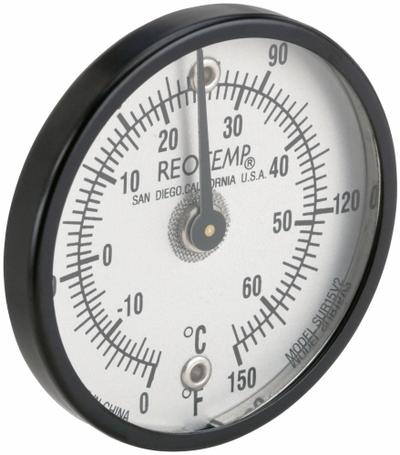 REOTEMP Magnetic Dial Thermometer: 0°F to 150°F /-20°C to 65°C - General Purpose Magnetic-Back Dial Thermometers