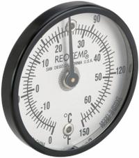 REOTEMP Magnetic Dial Thermometer: 0°F to 150°F /-20°C to 65°C, +/- 2% Full Scale Accuracy (MPN SUR15V2). Key specifications — Accuracy: +/- 2% Full Scale; Brand: REOTEMP.