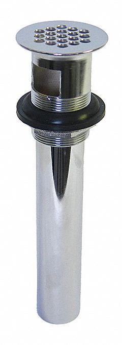 KISSLER Drain Assembly: Brass, Chrome, 8 in Overall Ht, 1 1/4 in Overall Dia, Threaded (MPN 08-1005). Key specifications — Product Type: Drain Assembly; Brand: KISSLER; Finish: Chrome; Material: Brass; Includes: Strainer.