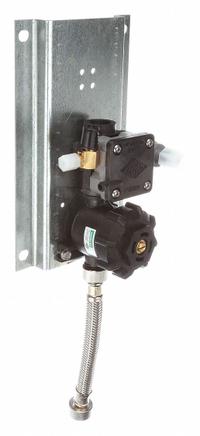 ACORN Metering Valve Assembly: Brass/Metal/Plastic, 5 in Overall Wd, 8 1/4 in Overall Ht (MPN 2590-001-001). Key specifications — Color: Black; Includes: Left-Hand Metering Motor Assembly; Product Type: Metering Valve Assembly; Brand: ACORN; Material: Brass.